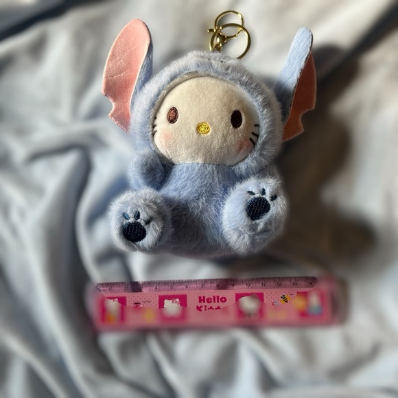 Hello Kitty Dressed as Stitch Plush Keychain – Cute Blue Costume, 5” - Picture 4 of 7